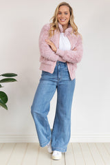 Jordyn Faux Fur Bomber Jacket - Blush