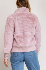 Jordyn Faux Fur Bomber Jacket - Blush