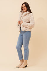 Olea Faux Fur Jacket - Beige
