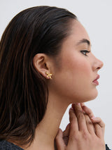 Bow stud plated earrings - gold