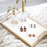 Round Cream Rattan Earrings