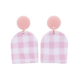 Pink Gingham Earrings