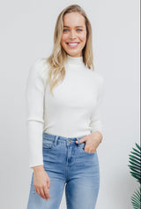Azura Ribbed Knit Jumper - White