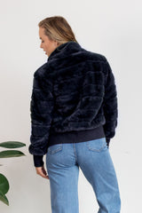 Jordyn Faux Fur Bomber jacket - Navy