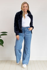 Jordyn Faux Fur Bomber jacket - Navy