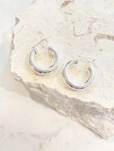 Vanya Gold Plated Hoop Earrings - Silver