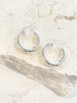 Vanya Gold Plated Hoop Earrings - Silver