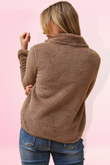 Taylee Zip Teddy Jacket - mocha