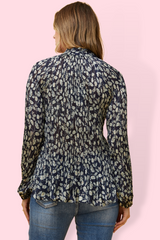 Lacen Micro Pleat Blouse - Navy