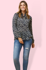 Lacen Micro Pleat Blouse - Navy