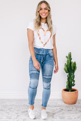 Dee Pull Up Jeans - Denim Blue