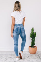 Dee Pull Up Jeans - Denim Blue