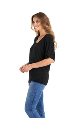 Milan 3/4 Sleeve Top - Black