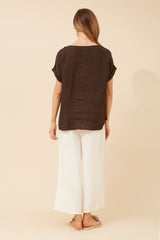Lina linen top - chocolate