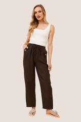 Lola Italian linen pants - chocolate