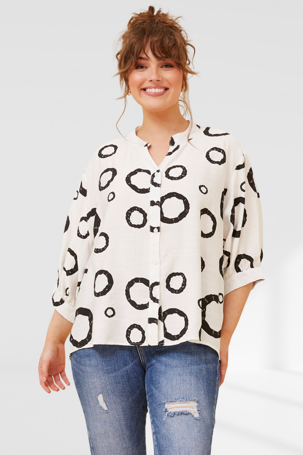 Nina Shirt - white abstract