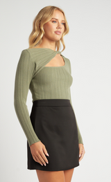Olympia Twisted neckline cut out knit - Khaki