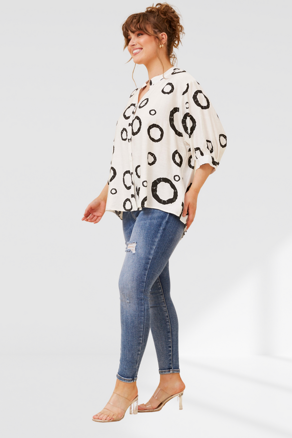 Nina Shirt - white abstract