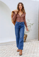 Sarah Straight Leg Jean - Mid Blue