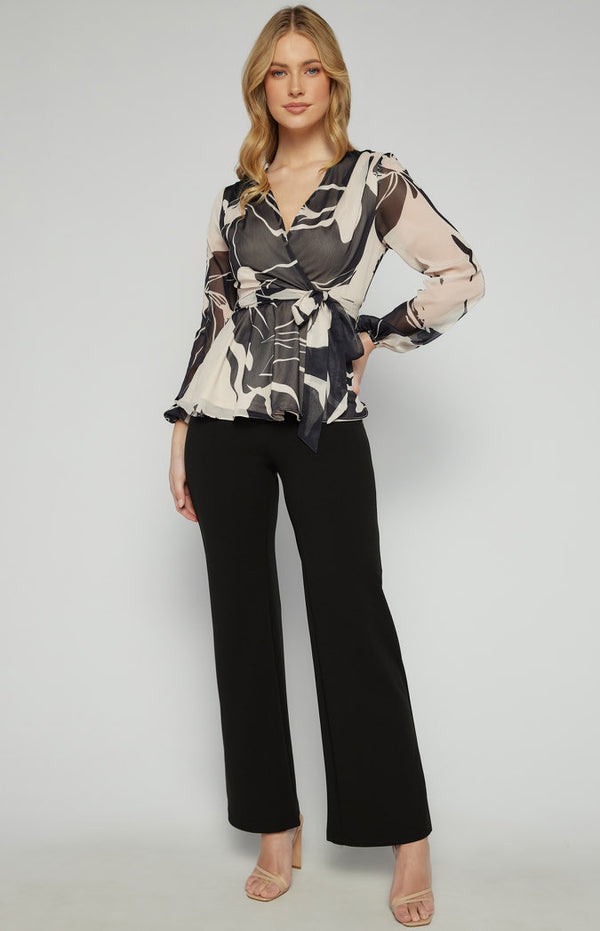 Dianna chiffon abstract print bubble sleeve top
