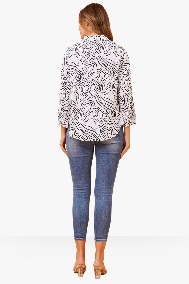 Eira Abstract Shirt - White / Black