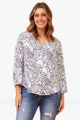 Eira Abstract Shirt - White / Black