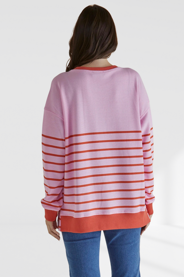 Easy Crew Sweat - Pink/Orange Stripe
