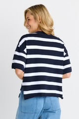 Libby Boxy Top- Navy stripe