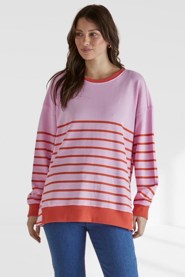 Easy Crew Sweat - Pink/Orange Stripe