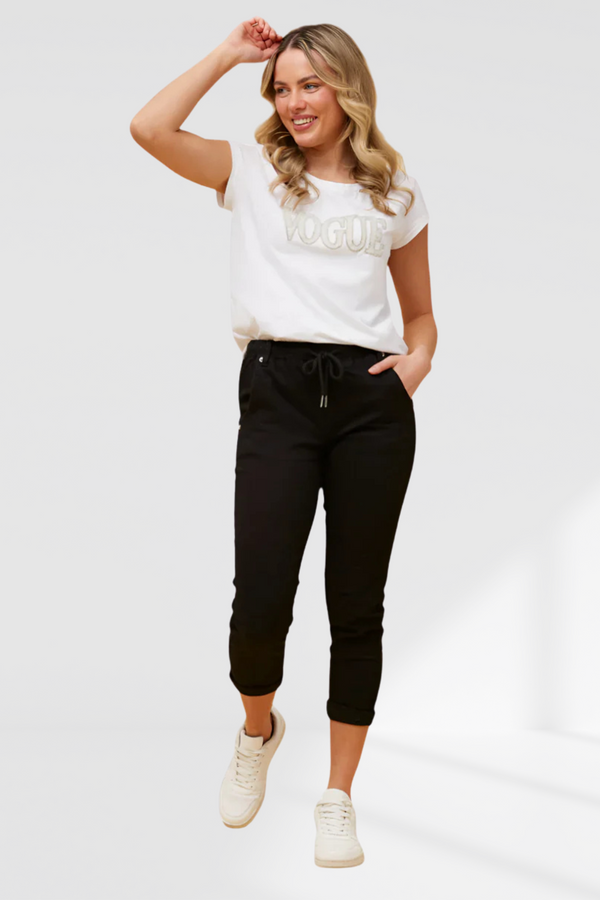 Siena Front Tie Jogger - Black