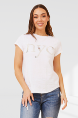 NYC Beaded Tee - white