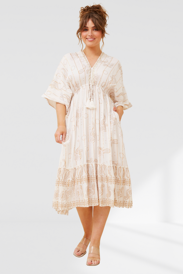 Paisley Boho Midi Dress