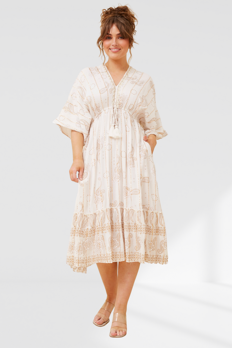 Paisley Boho Midi Dress