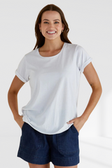 Caia Crew Tee - White | Betty Basics