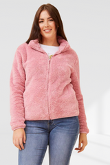Taylee Zip Teddy Jacket - Blush