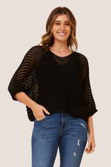Belinda crochet knit pullover - Black