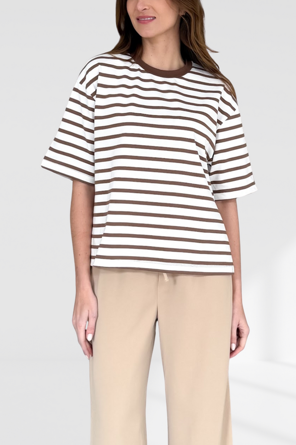 Oversize Stripe Tee - Mocha