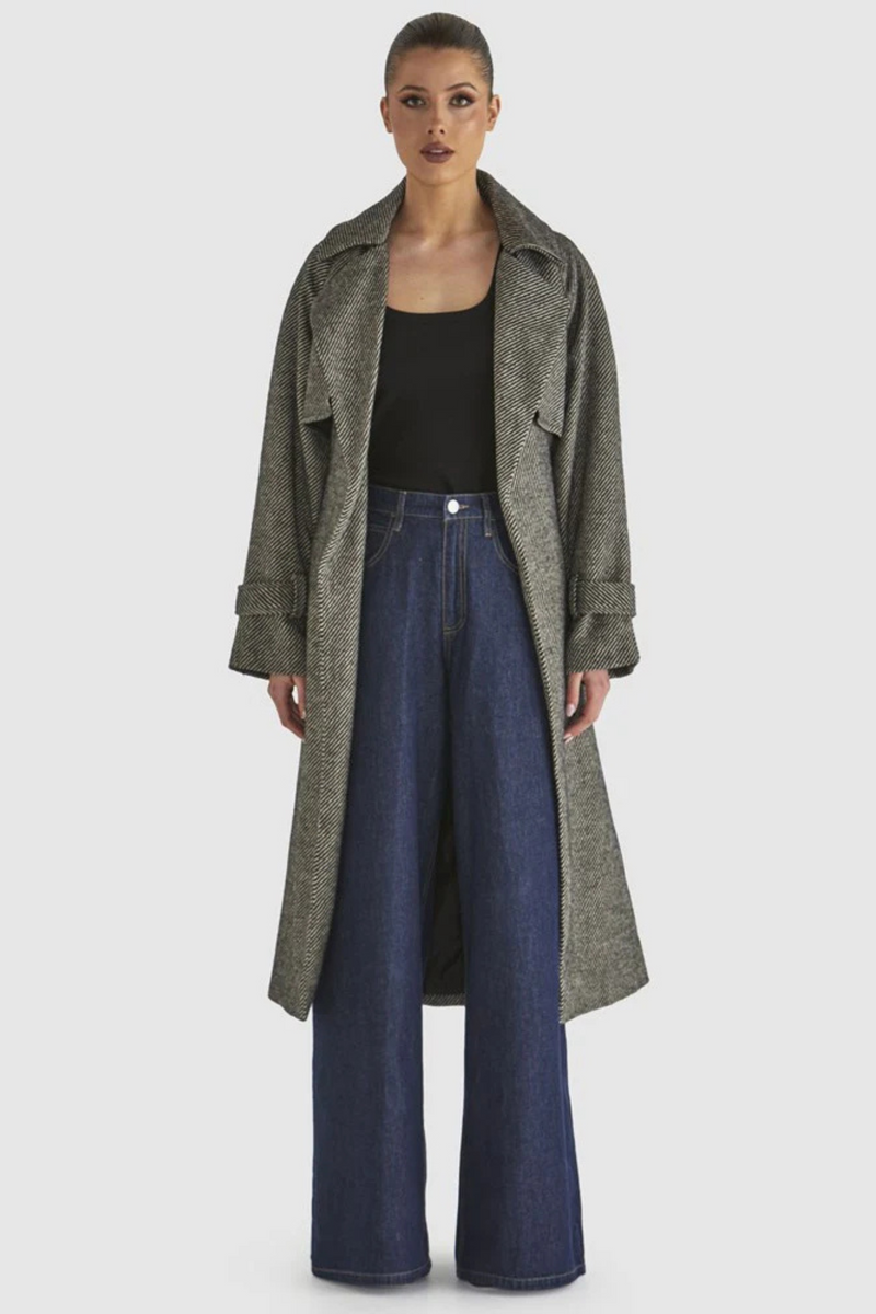 Charmer Trench Coat - Black/Cream | Fate + Becker