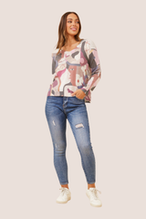 Lori knitted top - multi burgundy