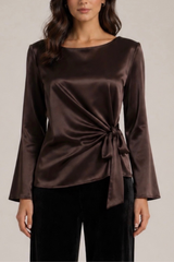 Shae satin top - dark chocolate
