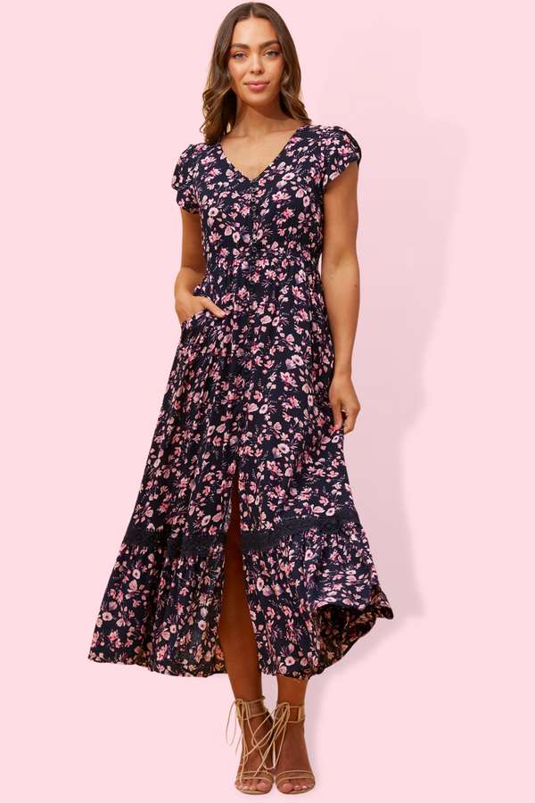 Stella maxi dress- multi pink