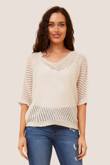 Belinda crochet knit pullover- Beige
