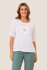 Cara floral linen top