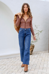 Sarah Straight Leg Jean - Mid Blue