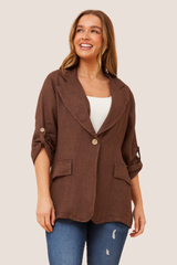 Penny linen jacket- Chocolate