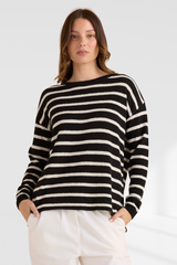 Betty Basics Bradford Knit Top - Cream/Black