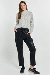 Poppy PU Jogger - Black PU