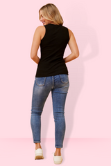 Ziggy Rib Singlet - Black