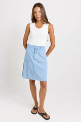 Aida A-Line Denim Skirt - Medium Wash