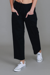Marcia Straight Leg Utility Jogger – Black Cotton Twill By 3rdStory